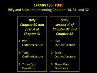 EXAMPLE for TWO : Billy and Sally are presenting Chapters 30, 31, and 32