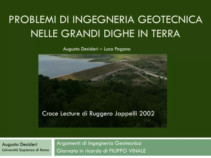 problemi di ingegneria geotecnica nelle grandi dighe in terra