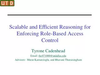 Scalable and E?cient Reasoning for Enforcing Role-Based Access Control