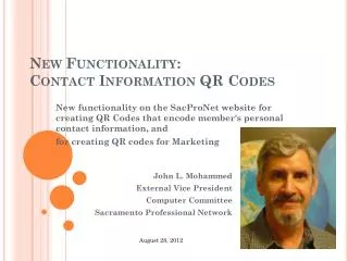 New Functionality: Contact Information QR Codes