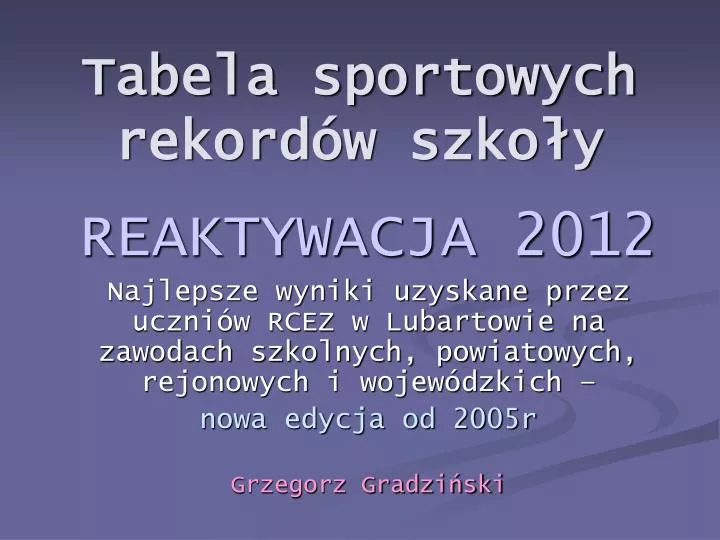 tabela sportowych rekord w szko y