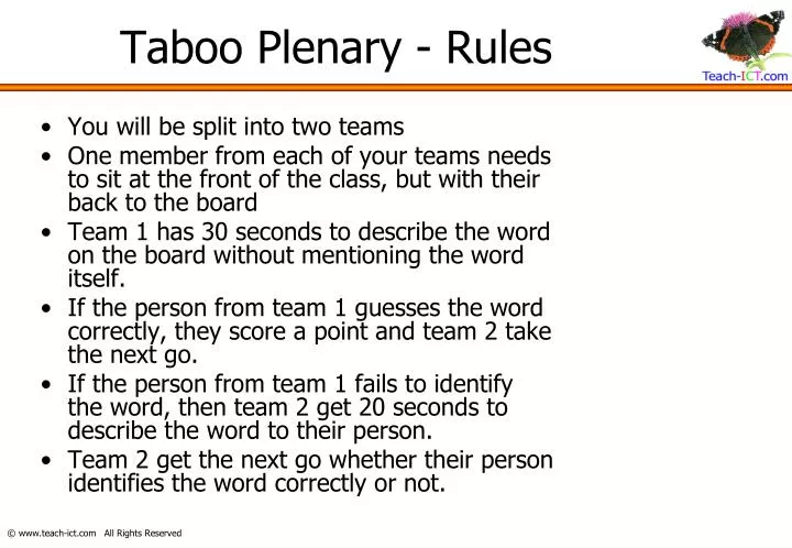 taboo plenary rules