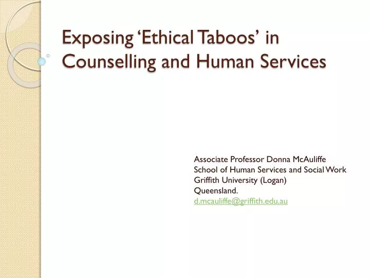 exposing ethical taboos in counselling and human services