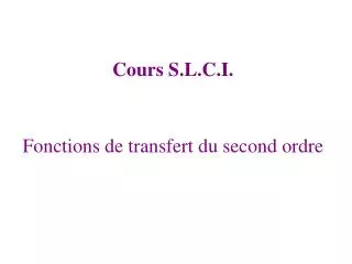 fonctions de transfert du second ordre