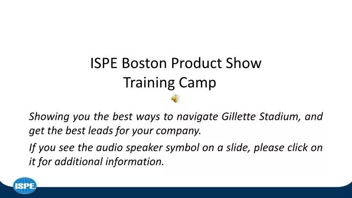 ispe boston product show training camp