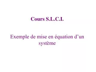 exemple de mise en quation d un syst me