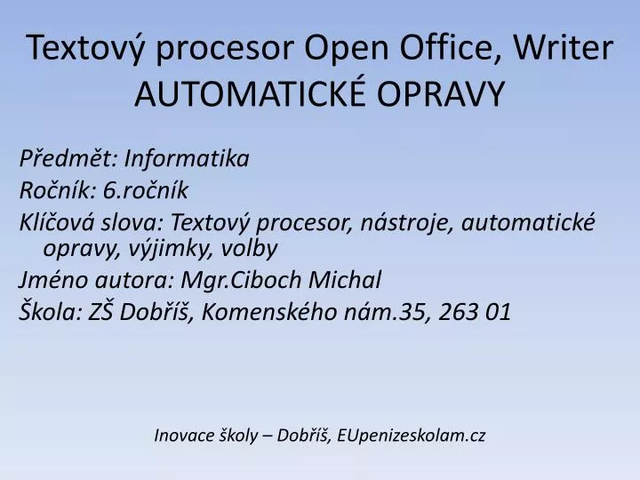 textov procesor open office writer automatick opravy