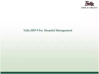 Tally.ERP 9 For Hospital Management