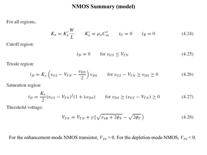nmos summary model