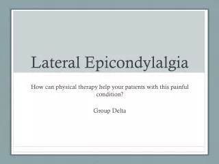 Lateral Epicondylalgia