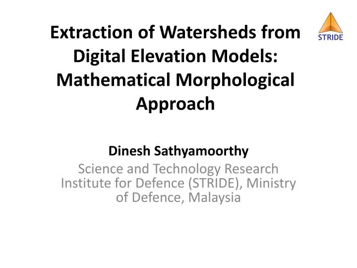 extraction of watersheds from digital elevation models mathematical morphological approach