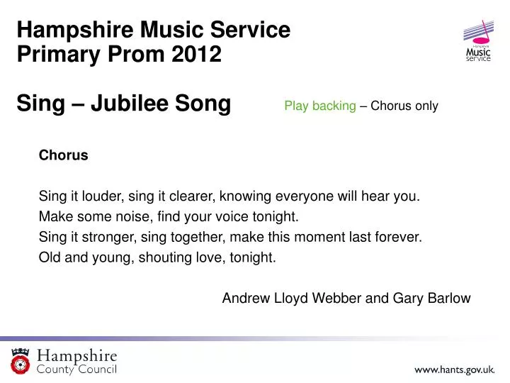 hampshire music service primary prom 2012 sing jubilee song