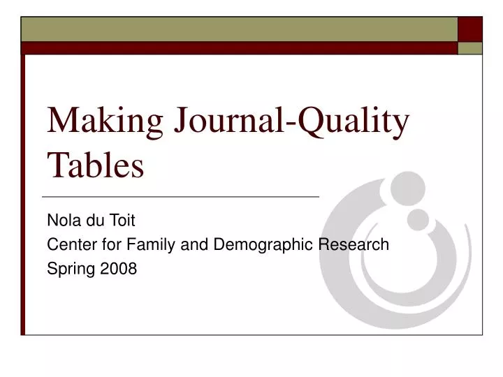 making journal quality tables