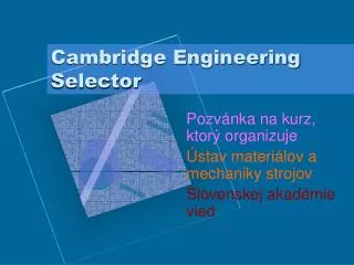 cambridge engineering selector
