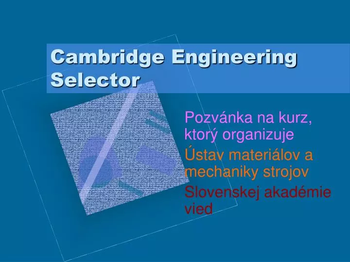 cambridge engineering selector