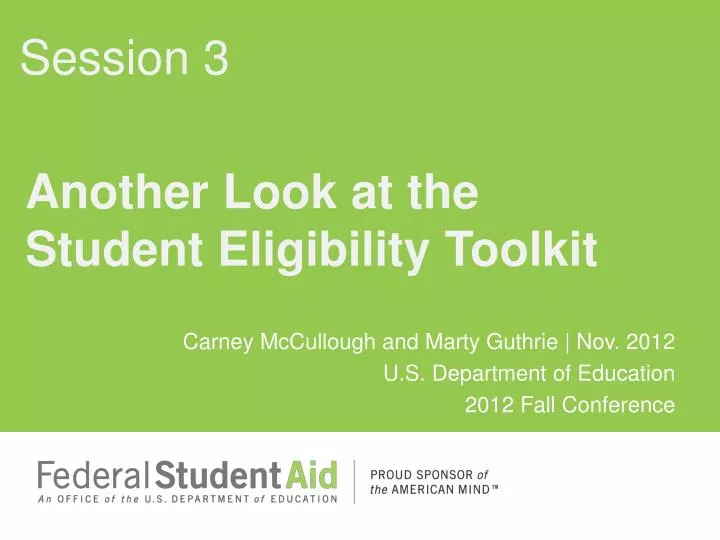 another look at the student eligibility toolkit