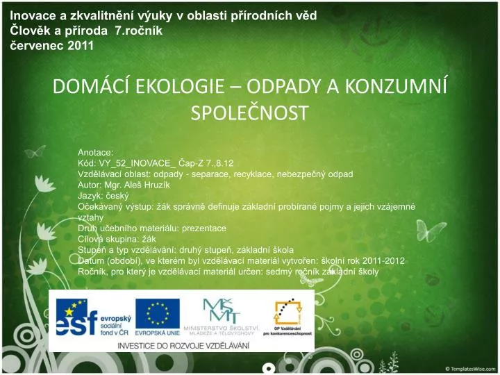 dom c ekologie odpady a konzumn spole nost