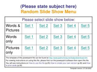 (Please state subject here) Random Slide Show Menu