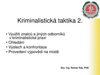 kriminalistick taktika 2