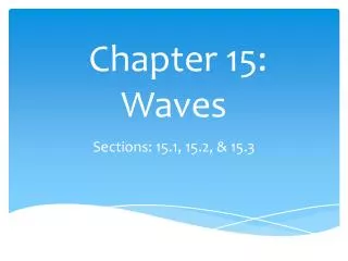 Chapter 15: Waves
