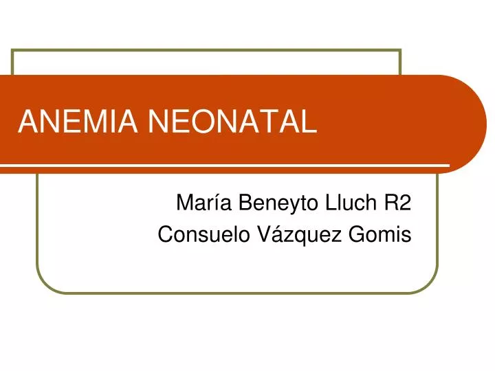 anemia neonatal