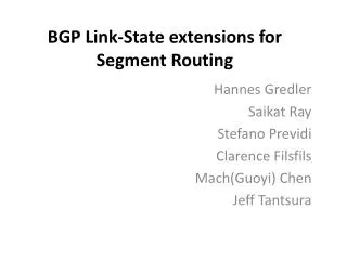 BGP Link-State extensions for Segment Routing