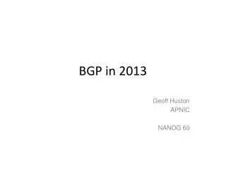 BGP in 2013