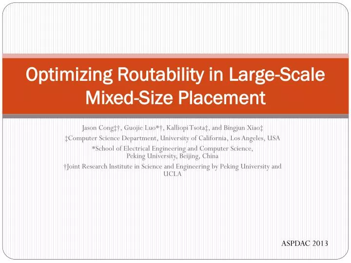 optimizing routability in large scale mixed size placement