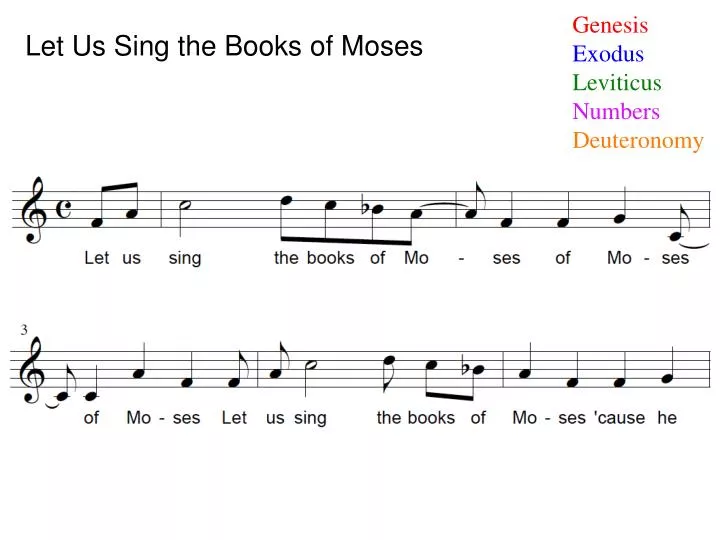 let us sing the books of moses