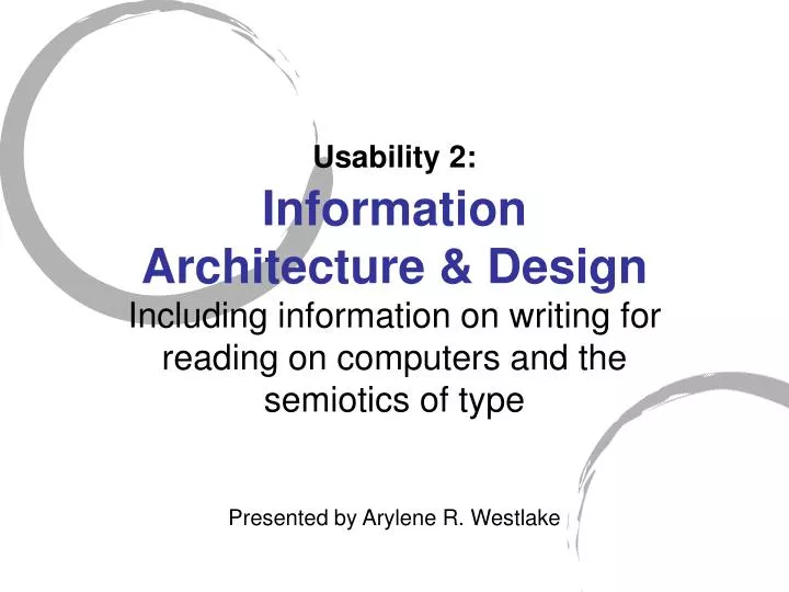 usability 2 information architecture design