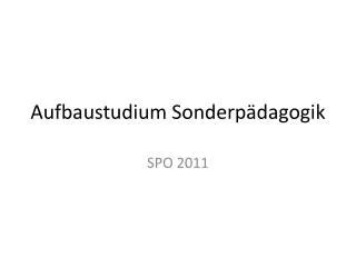 aufbaustudium sonderp dagogik