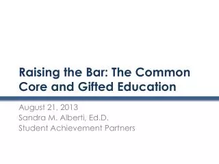 Raising the Bar: The Common Core and Gifted Education