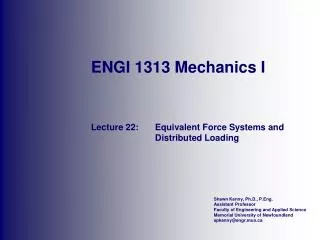 ENGI 1313 Mechanics I