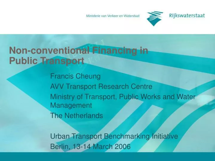 non conventional financing in public transport