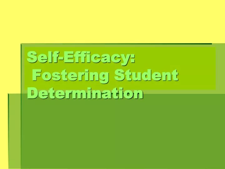 self efficacy fostering student determination
