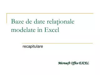 baze de date rela ionale modelate n excel