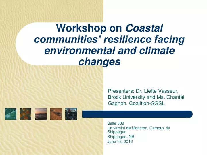 workshop on coastal communities resilience facing environmental and climate changes