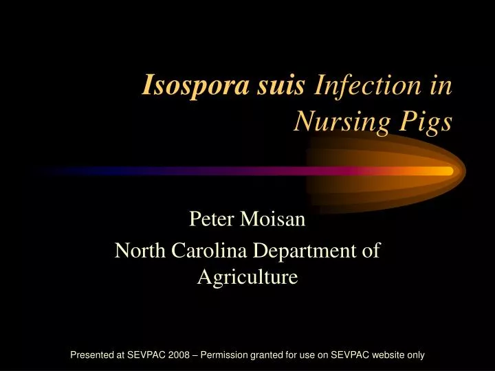 isospora suis infection in nursing pigs