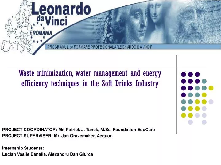 waste minimization water management and energy efficiency techniques in the soft drinks industry