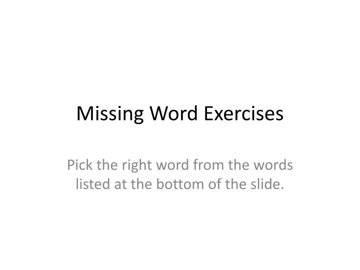 missing word exercises