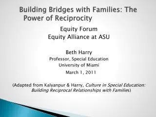 Building Bridges with Families: The Power of Reciprocity
