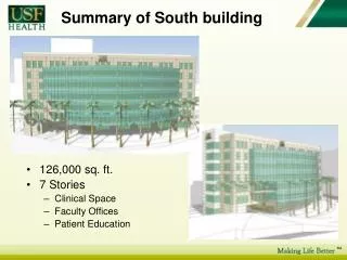 Summary of South building