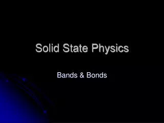 Solid State Physics