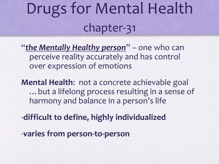 drugs for mental health chapter 31