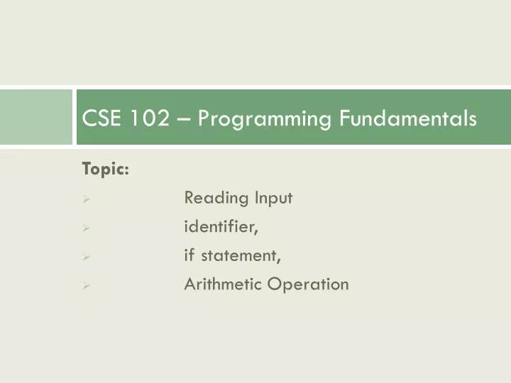 cse 102 programming fundamentals