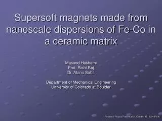 Supersoft magnets made from nanoscale dispersions of Fe-Co in a ceramic matrix