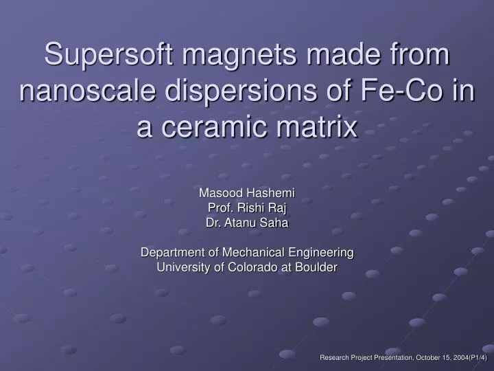 supersoft magnets made from nanoscale dispersions of fe co in a ceramic matrix