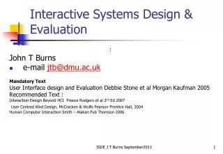 interactive systems design evaluation