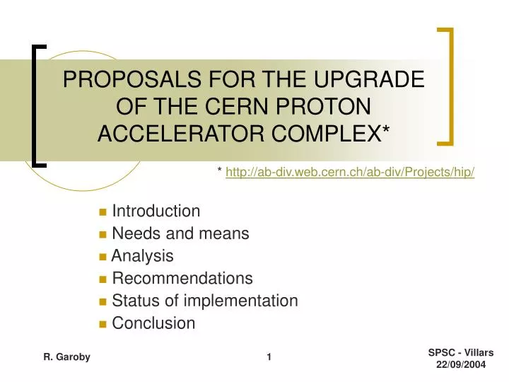 proposals for the upgrade of the cern proton accelerator complex