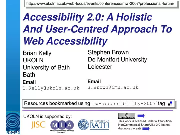 accessibility 2 0 a holistic and user centred approach to web accessibility